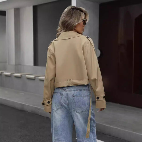Drune | Khaki Crop Trenchcoat - Eleganter Gurtstil