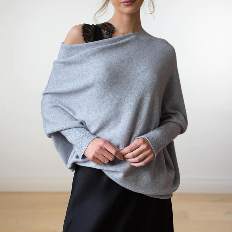Drune | Cozy oversized knit sweater with a Carmen neckline