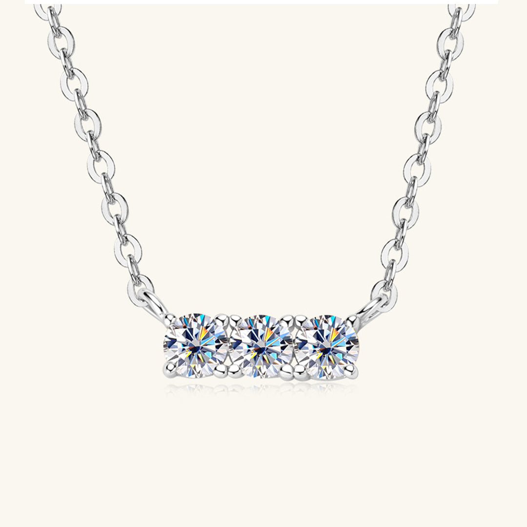 Drune | 925 Sterling Silber Eingelassene Moissanit Bar Halskette