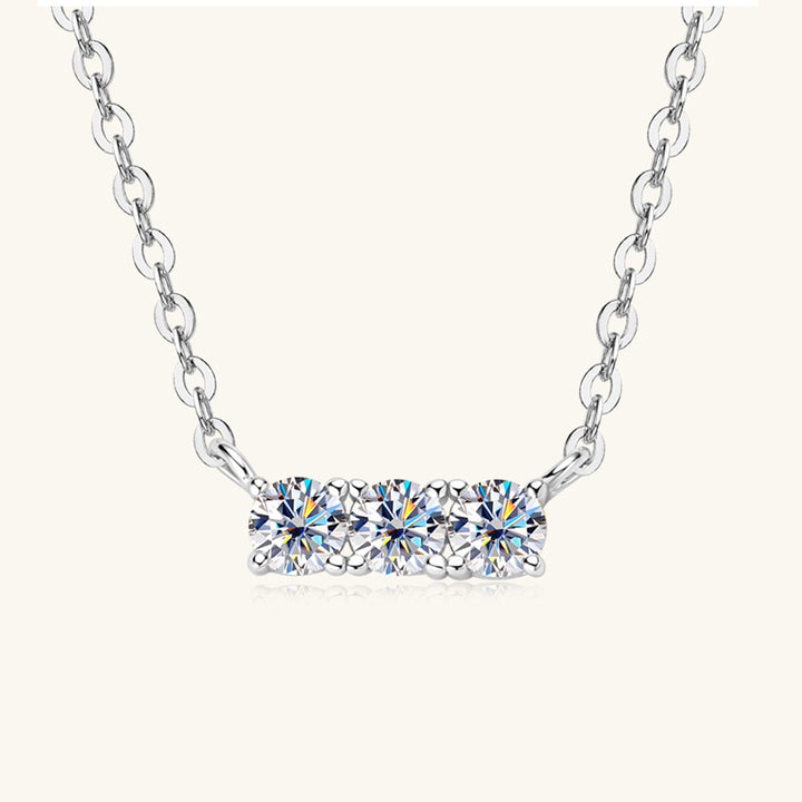 Drune | 925 Sterling Silber Eingelassene Moissanit Bar Halskette