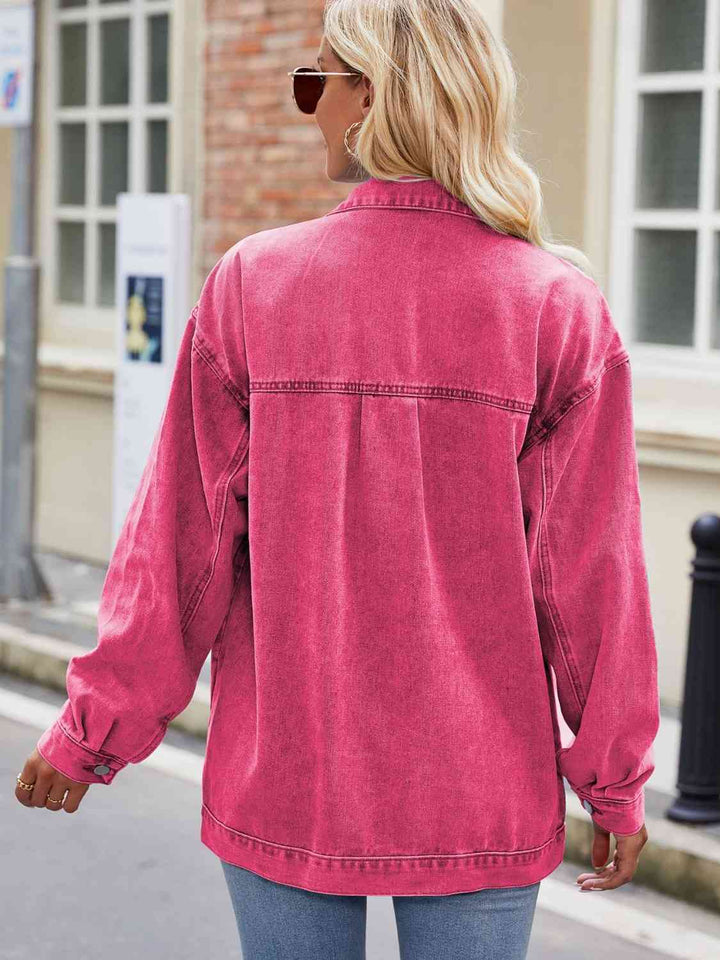 Drune | Knopf-Down Denimjacke mit Taschen