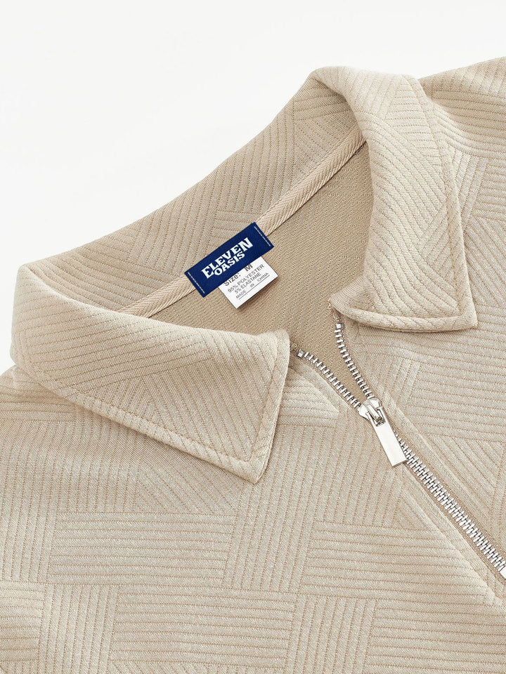Drune | Halb-Zip Pullover mit Strukturmuster - Smart-Casual Stil für Alltag und Büro