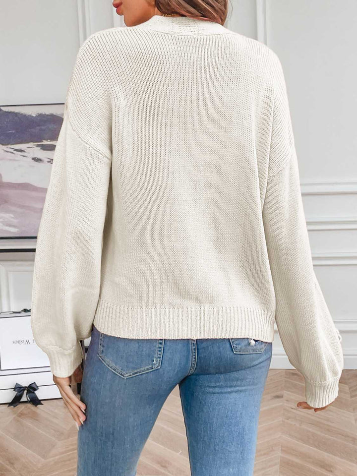Drune | Strickcardigan mit Blütendetails Offene Vorderseite Feminin und Stylisch