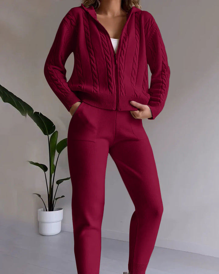 Drune | Casual jacquard cardigan set with twist design