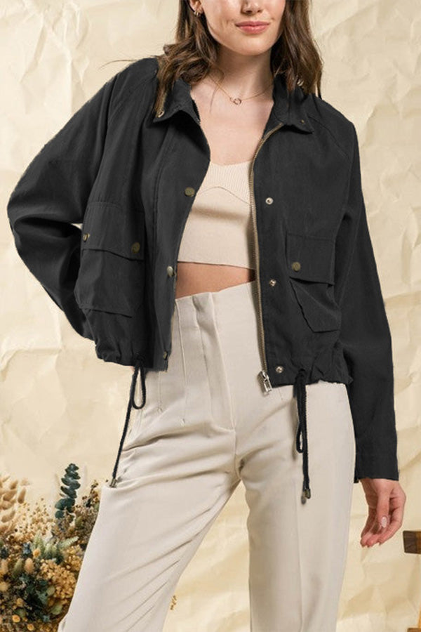 Drune | kariert Revers Mehrknopf-Zwei-Taschen-Midi-Jacke