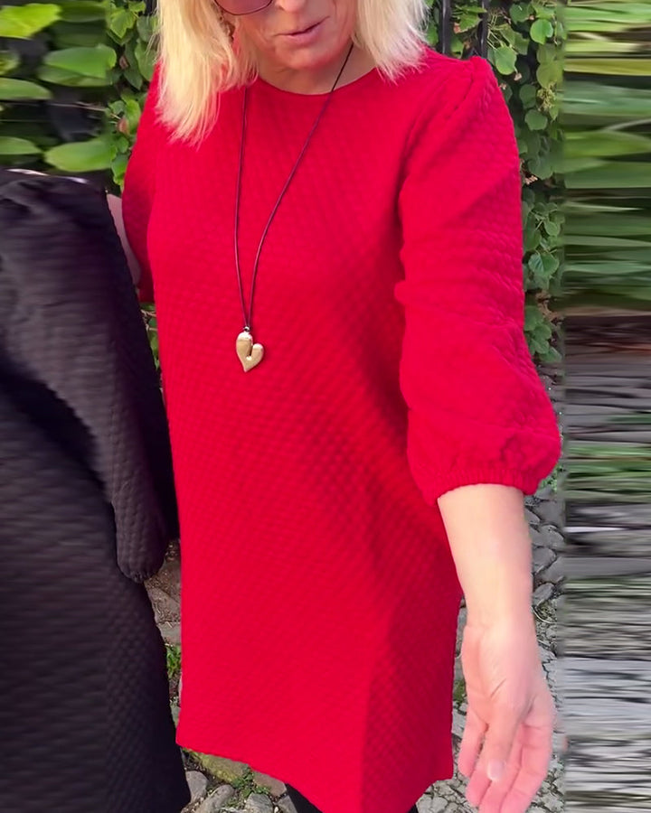 Drune | Kleid in Volltonfarbe mit Rundhalsausschnitt