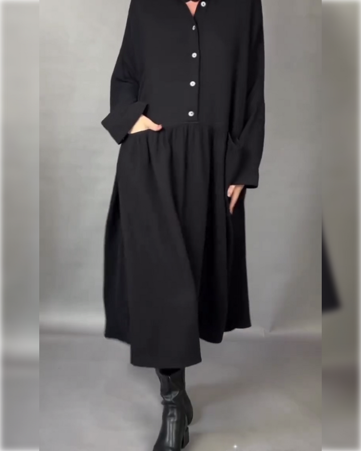 Drune | A-Linien Kleid mit Revers und Knöpfen