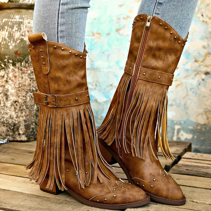 Drune | Robuste Cowboy-Stiefel Mit Dicken Absätzen