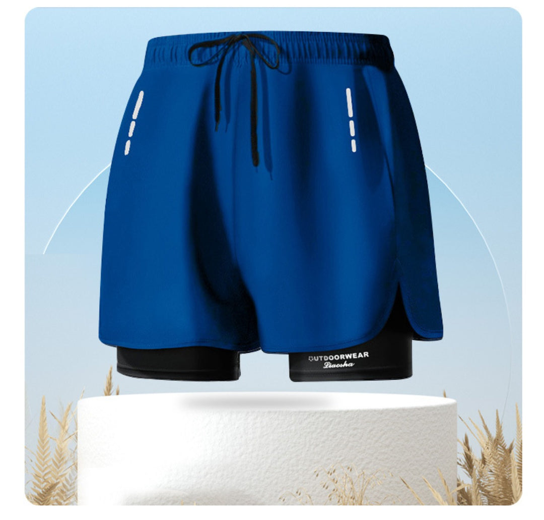 Drune | Doppellagige Herren Sport Fitness Anti-Peinlichkeit Strandhose
