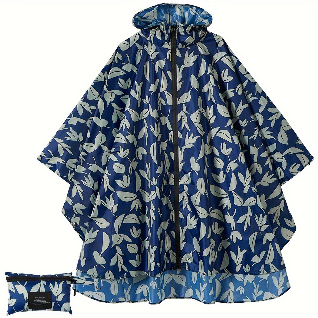 Drune | Sportliche Damen Regenponcho Mit Kapuze Und Geometrischem Muster