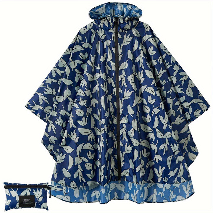 Drune | Sportliche Damen Regenponcho Mit Kapuze Und Geometrischem Muster
