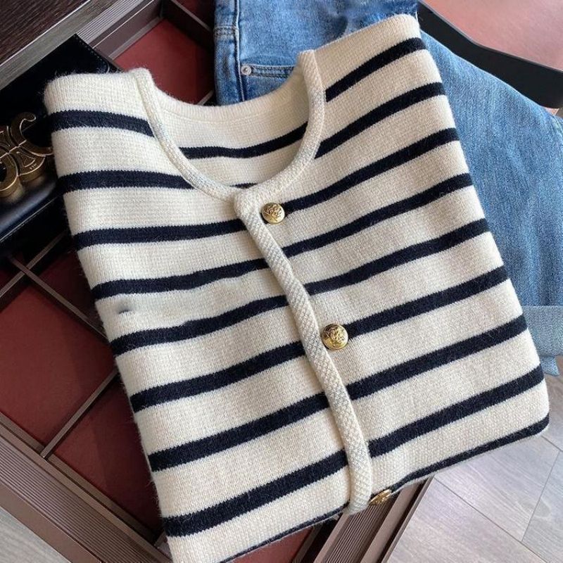 Drune | gestreifter Strickpullover für herbstliche Lagenlooks