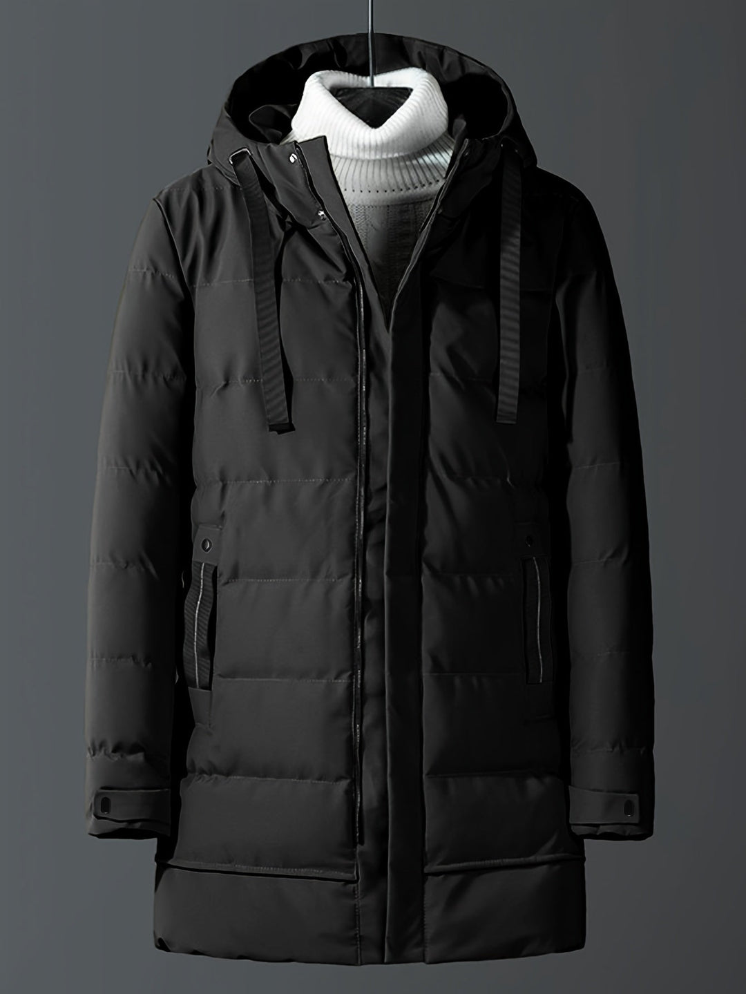 Drune | Winddichte Mittellange Reißverschluss Kapuzen Winterjacke - Ideal für Winter