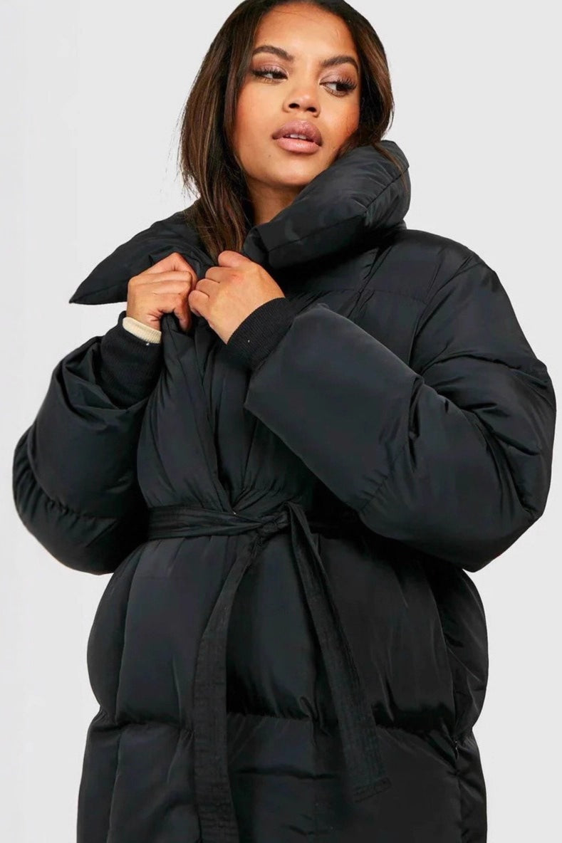 Drune | Einfarbige Gürteldetail-Puffjacke