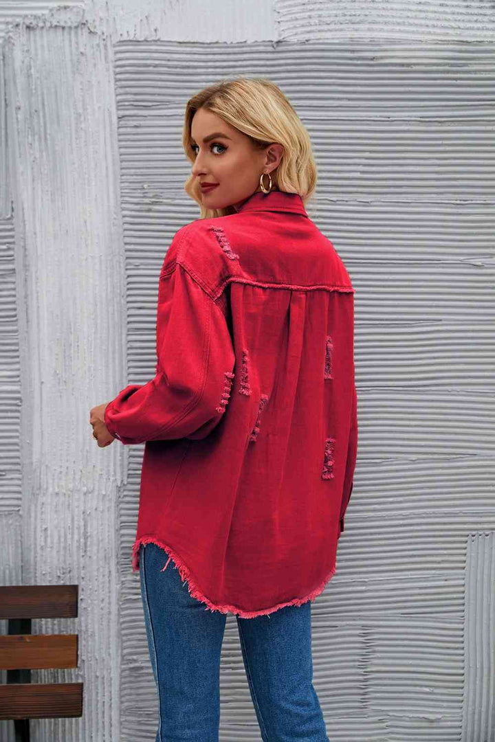 Drune | Zerrissene Rohsaum-Denimjacke