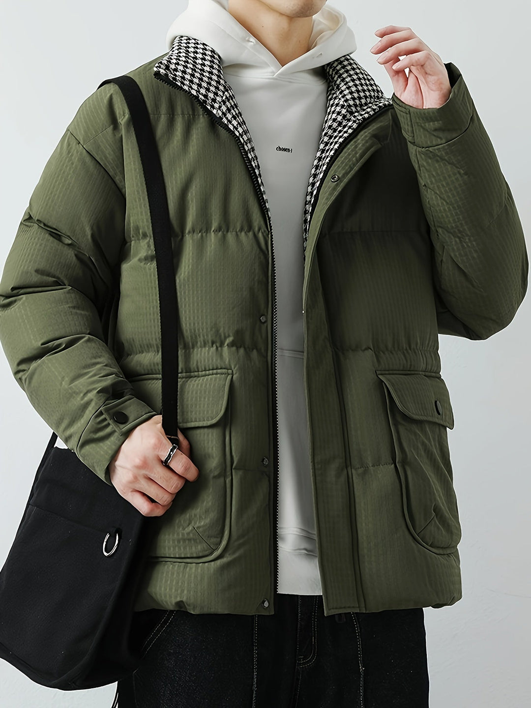 Drune |  Herren Winterjacke mit Stehkragen - Warme Übergangsjacke mit großen Taschen & Druckknöpfen
