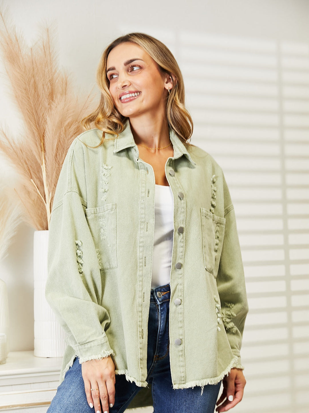 Drune | Zerrissene Rohsaum-Denimjacke