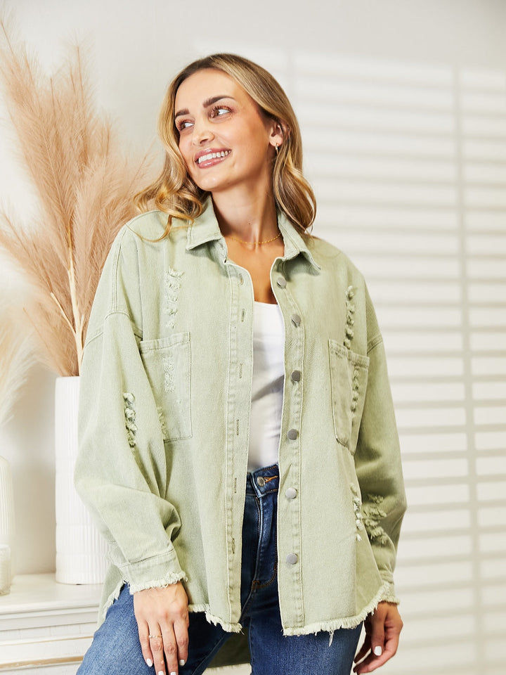 Drune | Zerrissene Rohsaum-Denimjacke