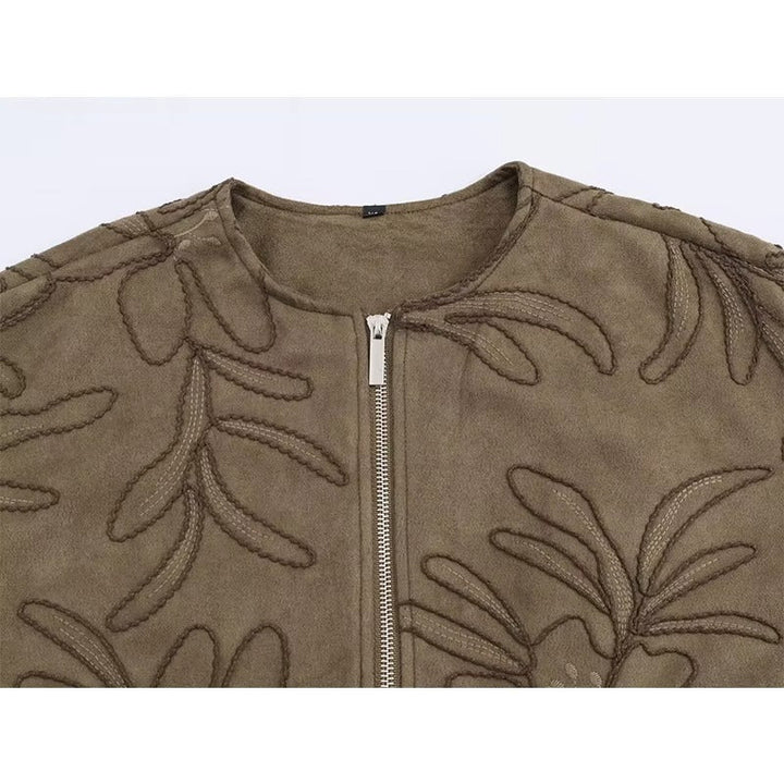 Drune | Bomberjacke mit Wildlederstruktur und Stickerei