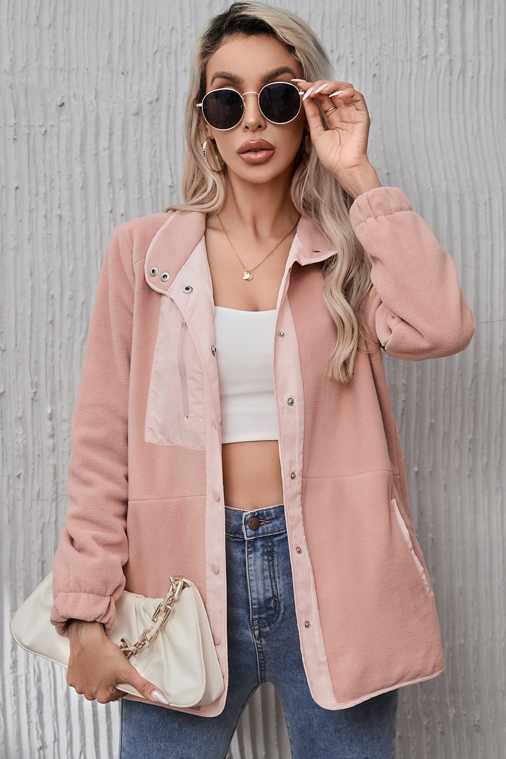 Drune | Sherpa Jacke - Warme & Weiche Textur - Polyester Mischung - Alltagsoberbekleidung