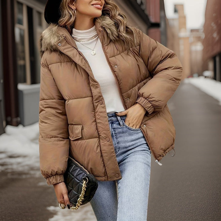 Drune | Warme Jacke mit plüschiger Pelzkappe