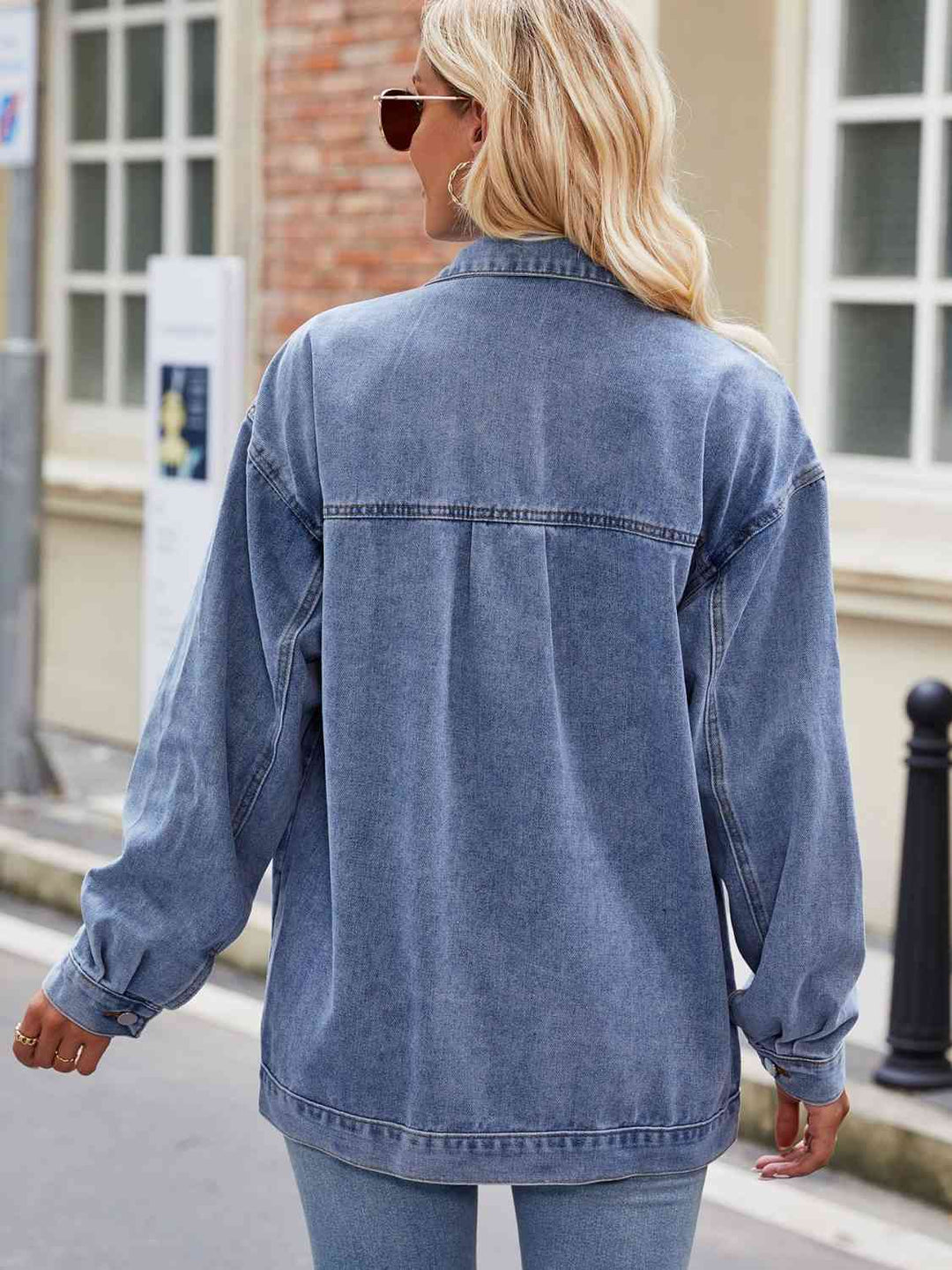 Drune | Knopf-Down Denimjacke mit Taschen