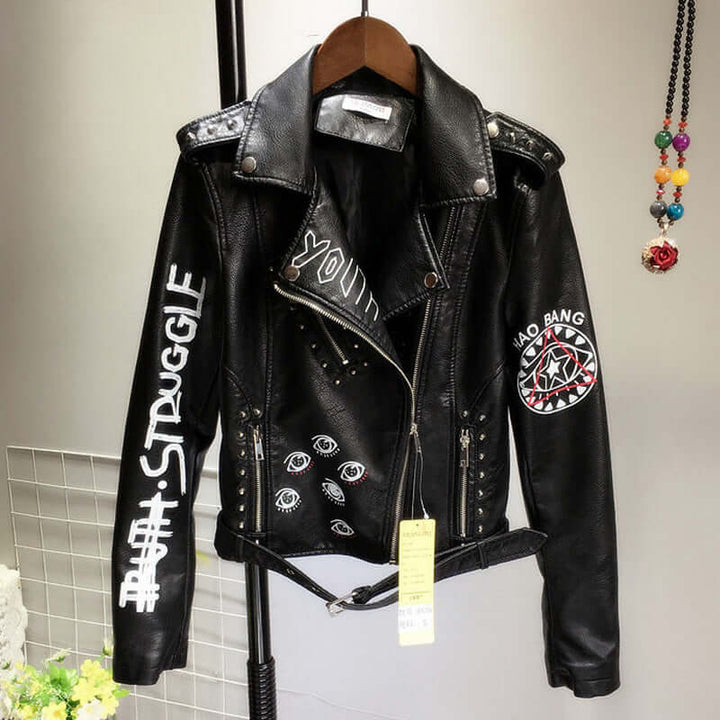 Drune | Damen PU-Jacke mit Nieten-Detail