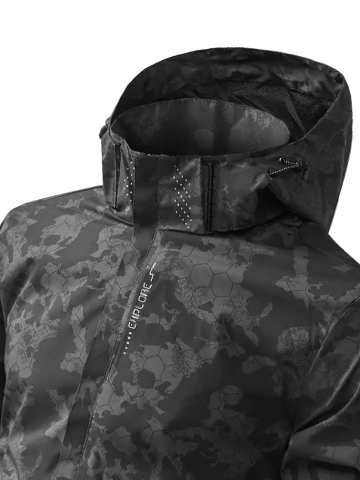 Drune | Tarnmuster Kapuzen-Windbreaker-Outdoorjacke Für Frühling Für Herren - Perfekt für Outdoor-Aktivitäten im Frühling