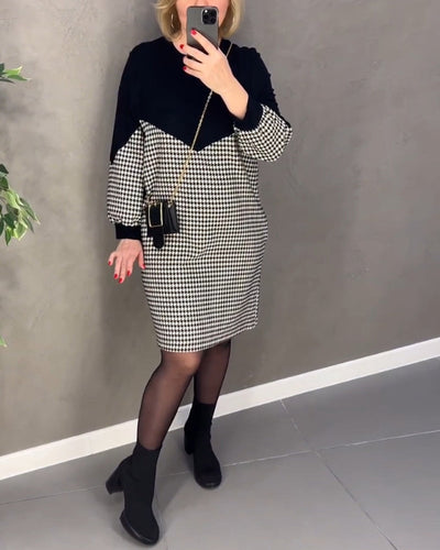 Drune | Farbblockkleid mit Karomuster