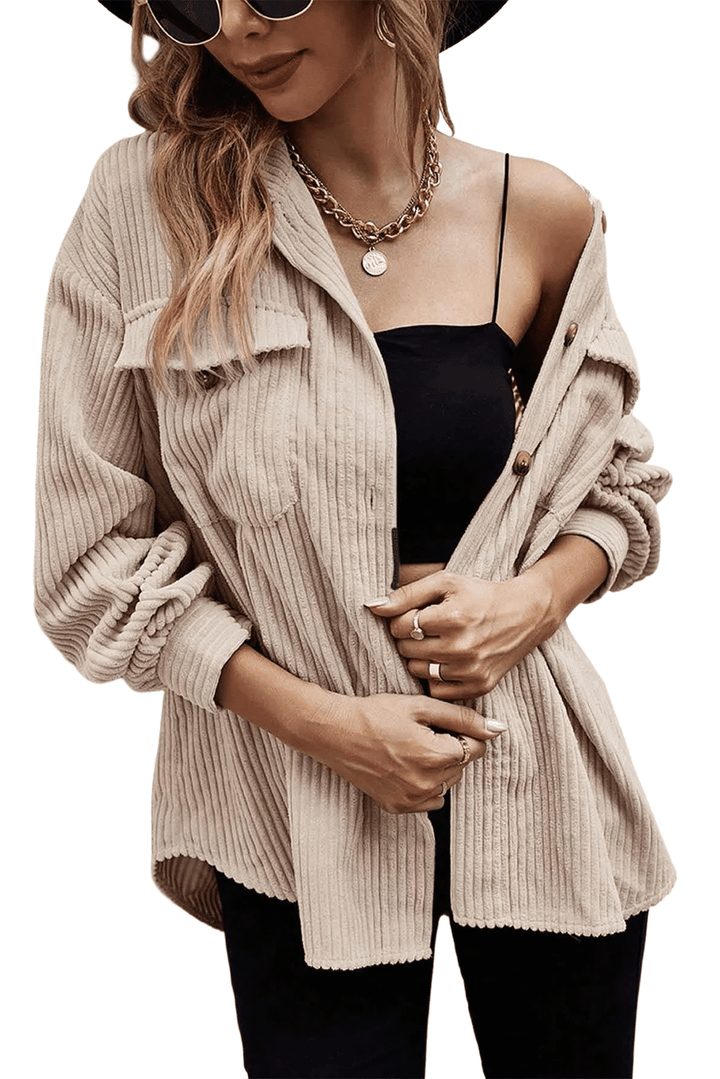 Drune | Rippierte Hemdjacke Baumwollmischung Komfortabel und Elegant