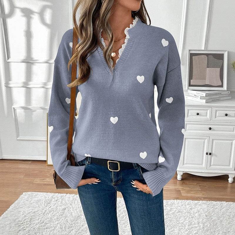 Drune | V-Ausschnitt Liebe Pullover für Damen