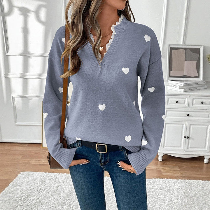 Drune | V-Ausschnitt Liebe Pullover für Damen