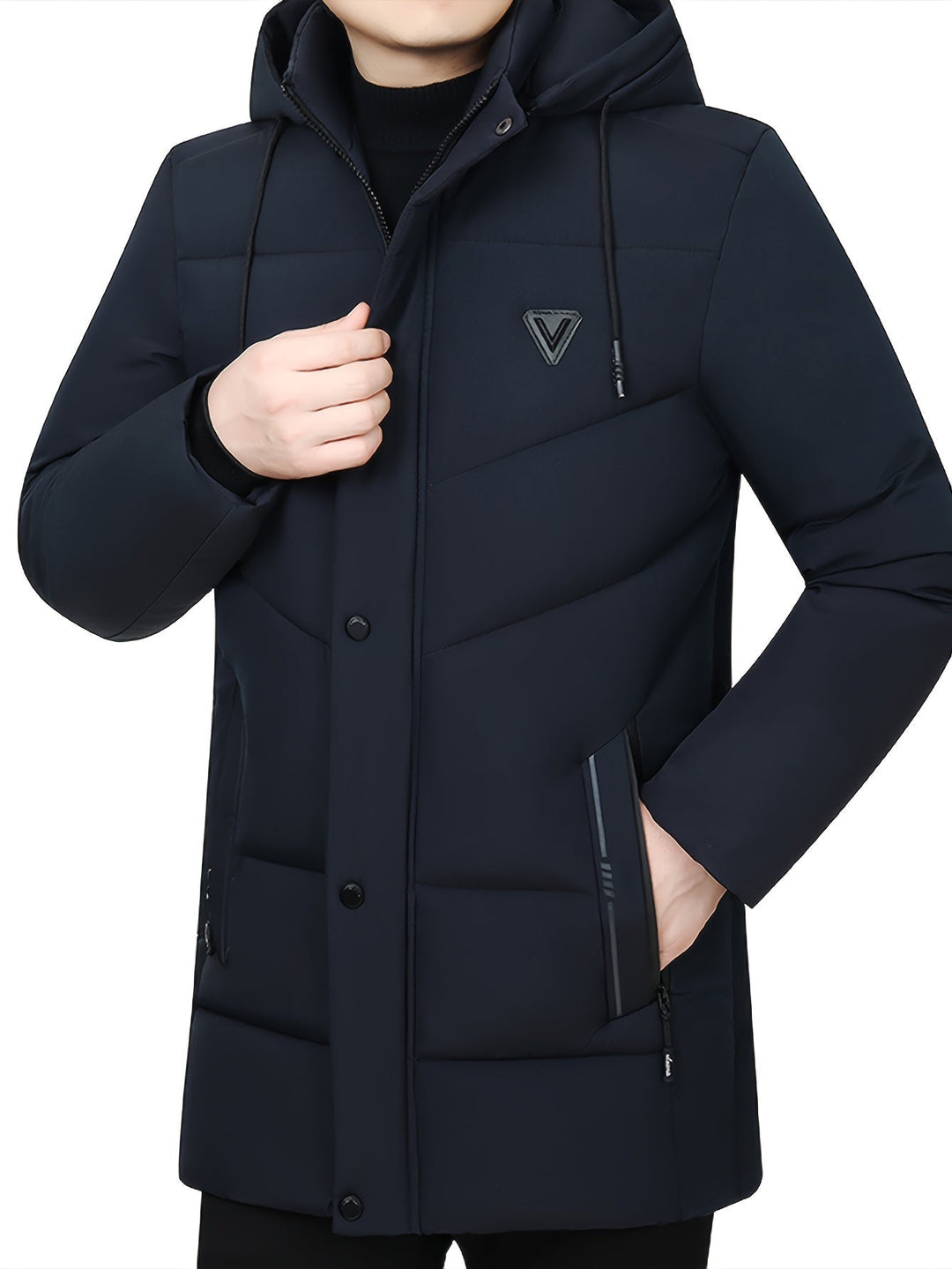 Drune | Winterjacke mit Kapuze - Warme, Winddichte & Wasserdichte Steppjacke mit Reißverschluss und Taschen