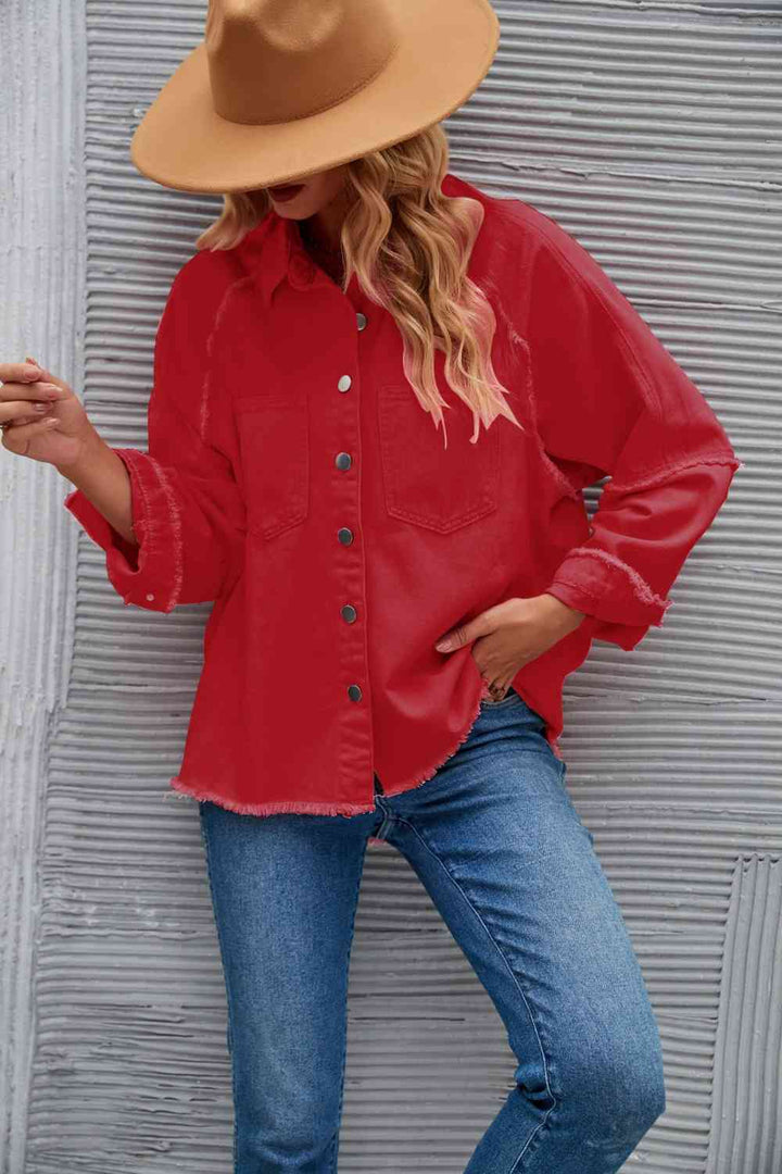 Drune | Raw Hem Kragen Denimjacke
