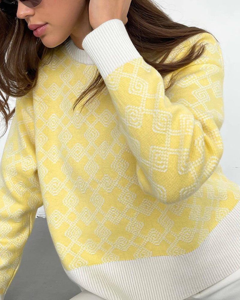 Drune | Muster Strickpullover Weich und Trendy Statement-look
