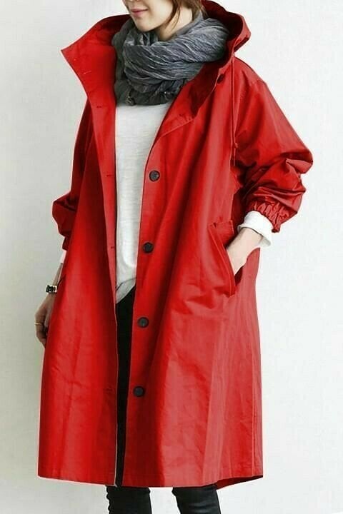 Drune | Warm Grossknöpfte Regnejacke Mit