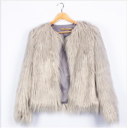 Damen Kunstfelljacke mit voluminösen Ärmel und lässigem Schnitt Drune