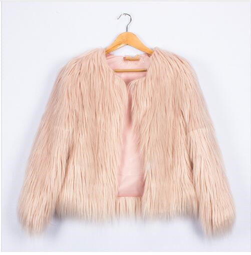 Damen Kunstfelljacke mit voluminösen Ärmel und lässigem Schnitt Drune