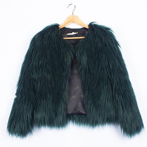 Damen Kunstfelljacke mit voluminösen Ärmel und lässigem Schnitt Drune