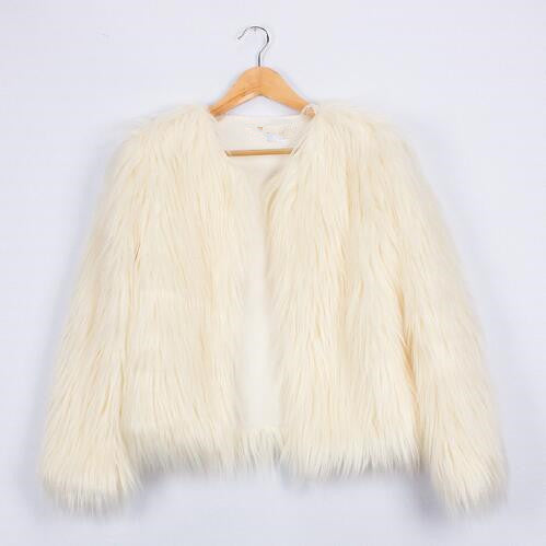 Damen Kunstfelljacke mit voluminösen Ärmel und lässigem Schnitt Drune