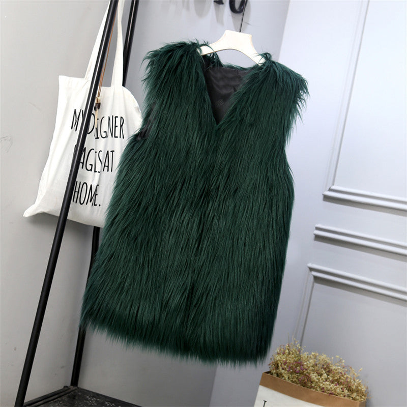 Damen Modische Kunstfell-Weste im trendigen Oversized-Schnitt Drune