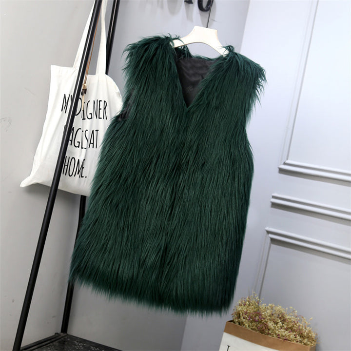 Damen Modische Kunstfell-Weste im trendigen Oversized-Schnitt Drune