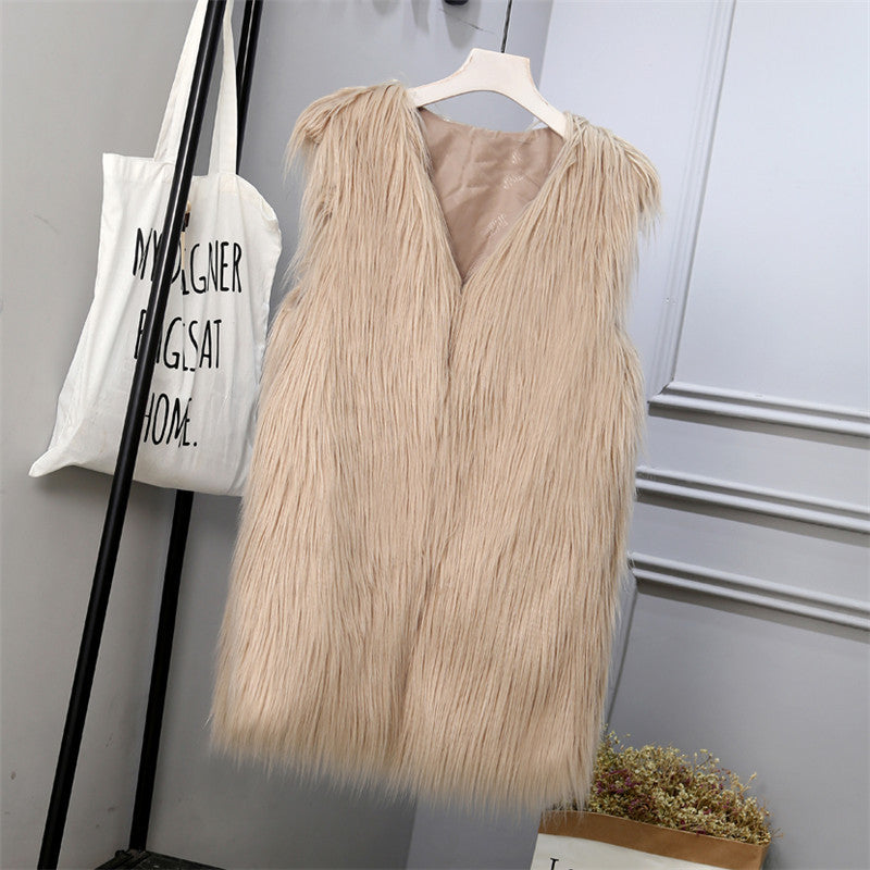Damen Modische Kunstfell-Weste im trendigen Oversized-Schnitt Drune