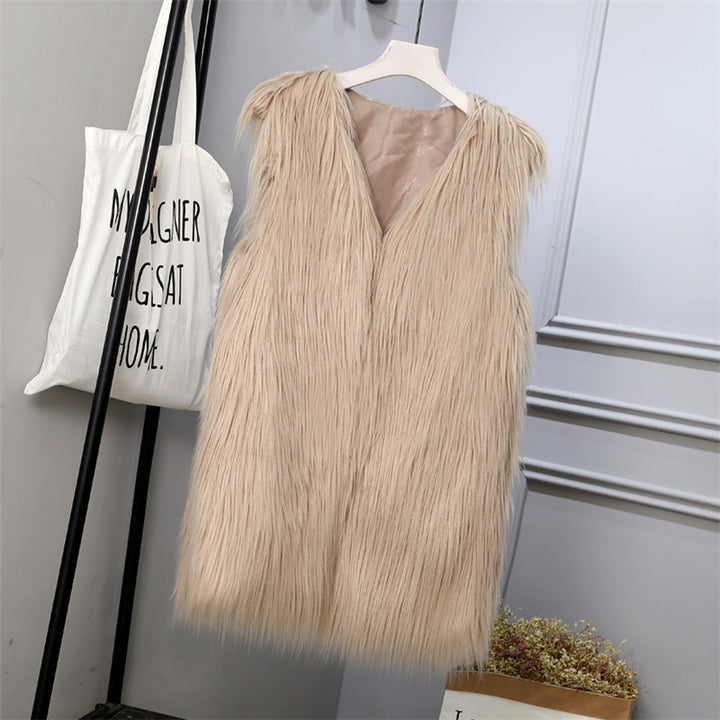 Damen Modische Kunstfell-Weste im trendigen Oversized-Schnitt Drune