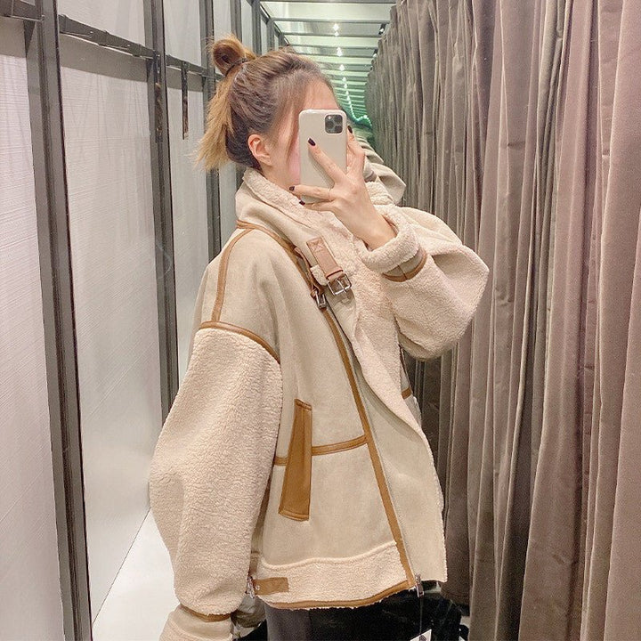 Drune | gefütterte Pilotenjacke - Kunstleder-Akzente - Warm und Schick - Wintermode