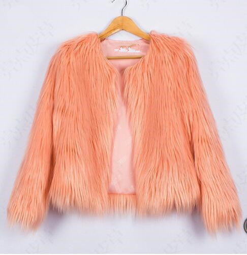 Damen Kunstfelljacke mit voluminösen Ärmel und lässigem Schnitt Drune