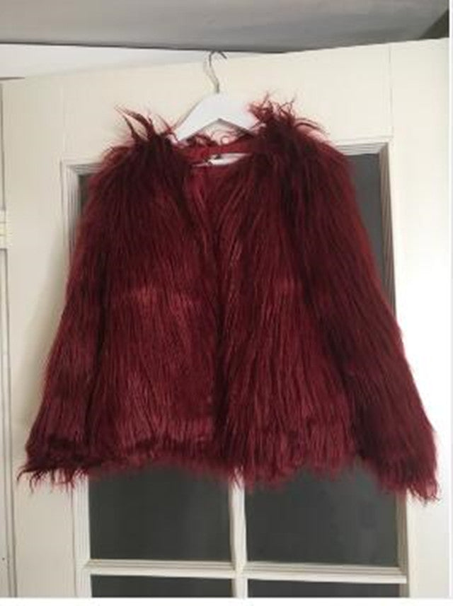 Damen Kunstfelljacke mit voluminösen Ärmel und lässigem Schnitt Drune
