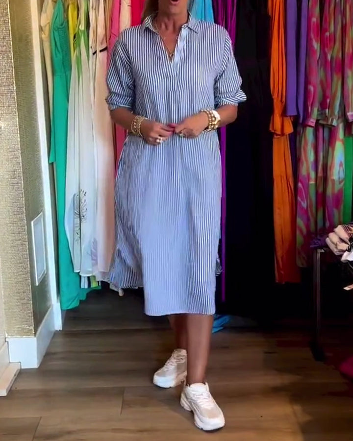 Drune | Gestreiftes Hemdkleid In Lässiger Passform