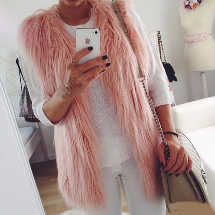 Damen Modische Kunstfell-Weste im trendigen Oversized-Schnitt Drune