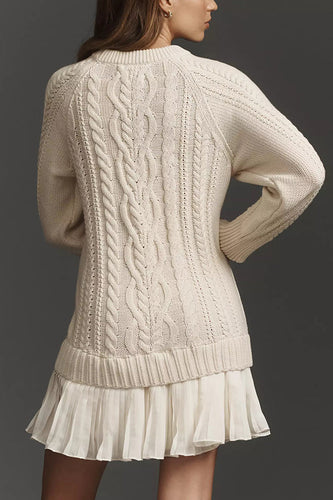 Drune | Knit sweater dress with pleated chiffon hem